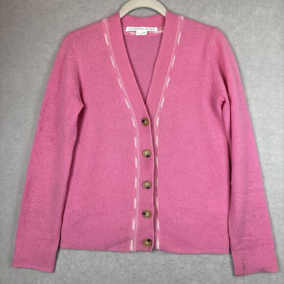 Veronica Beard Arta Cardigan Womens XS 100% Cashmere Button Up Pink Soft Classy - Picture 1 of 7